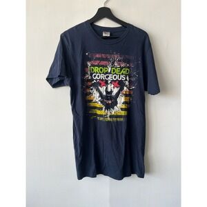 Vintage Drop Dead Gorgeous T-Shirt‎ Small Blue Graphic Bay Island Band Metalcore
